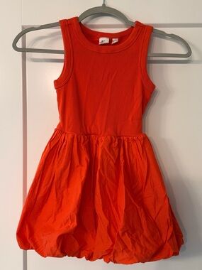 Bright Ribbed Bodice Bubble Skirt Dress
